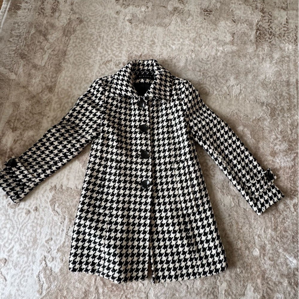 giacca Black and White Houndstooth Coat
